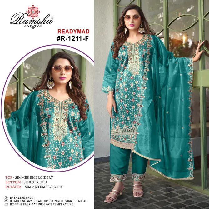 R 1211 E To H By Ramsha Simmer Embroidery Pakistani Readymade Suits Wholesale In India